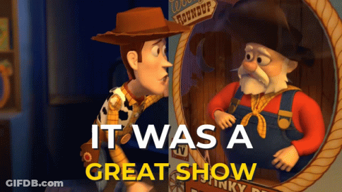 Woody And Cowboy Saying It Was A Great Show GIF