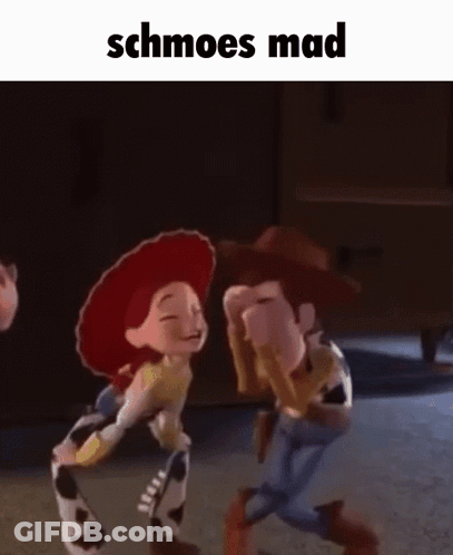 Woody And Jessie From Toy Story Are Dancing Together In A Dark Room . GIF