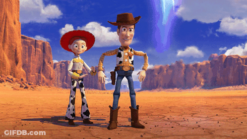Woody And Jessie From Toy Story In Desert GIF