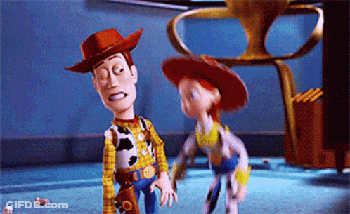 Woody And Jessie Standing Next To Each Other GIF