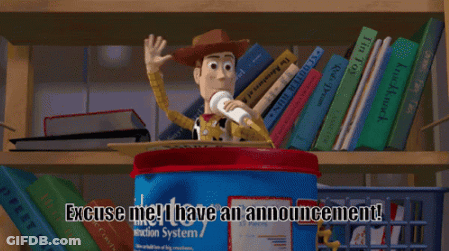 Woody Announcement Toy Story GIF