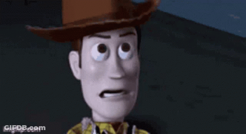 Woody Covering Face Scared GIF