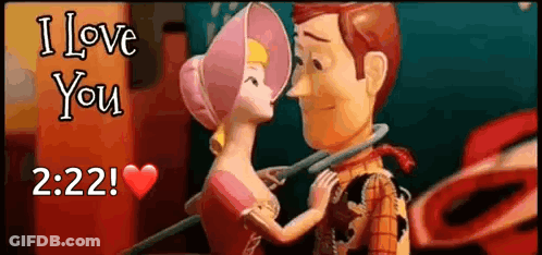 Woody Doll And Barbie Doll Kissing GIF