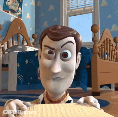 Woody From Toy Story Is Looking At The Camera GIF