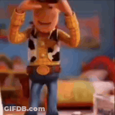 Woody From Toy Story Is Taking A Picture Of Himself With His Hands . GIF