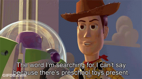 Woody From Toy Story Is Talking To Buzz Lightyear About Preschool Toys GIF