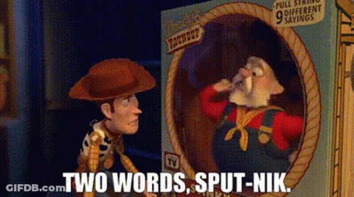 Woody From Toy Story Looking At His Reflection In Mirror GIF