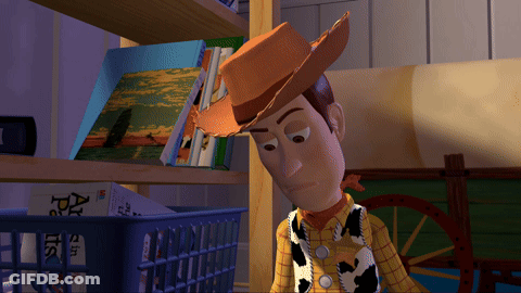 Woody From Toy Story Looking Down GIF