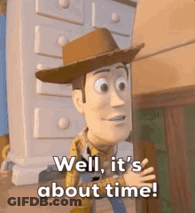 Woody From Toy Story Saying Well It's About Time GIF