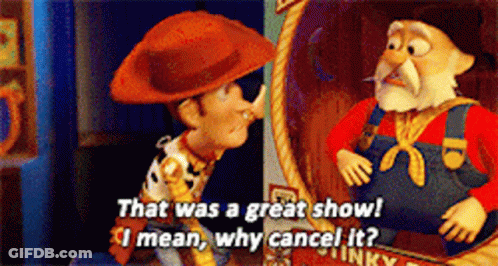 Woody From Toy Story Talking To Man In Overalls GIF