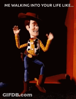 Woody From Toy Story Walking Into Your Life GIF