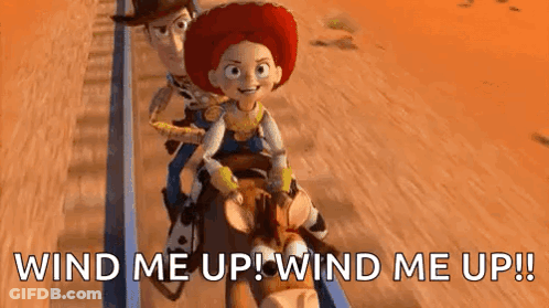 Woody , Jessie , And Buzz Lightyear Are Riding A Roller Coaster Together . GIF