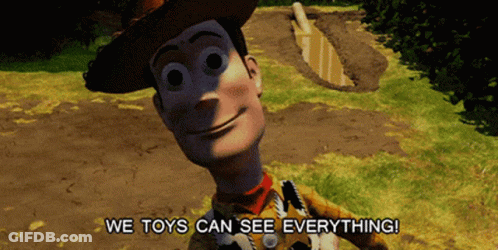 Woody Saying We Toys Can See Everything GIF