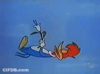 Woody Woodpecker Is Falling In The Air While Holding A Banana GIF