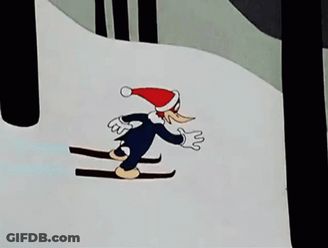 Woody Woodpecker Skiing GIF