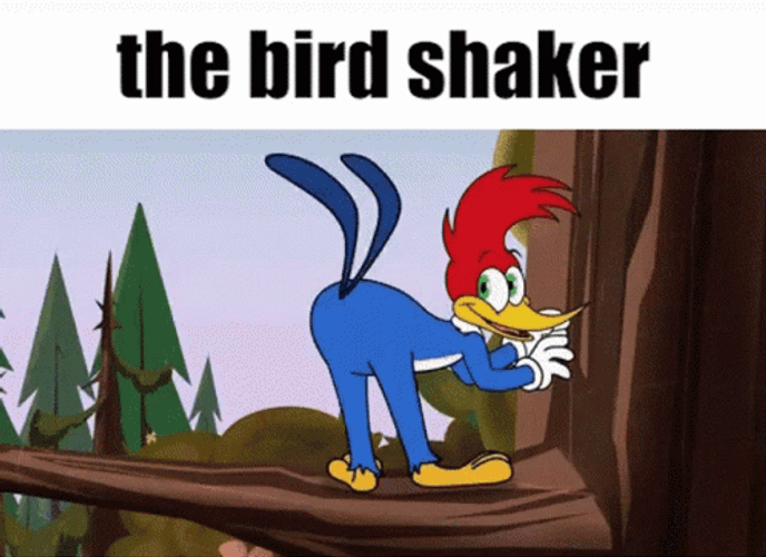 Woody Woodpecker Thug Shaker On Tree Branch GIF