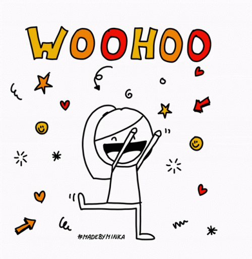 Woohoo Happy Girl Doodle Dance GIF