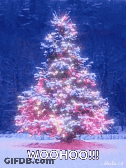 Woohoo Meme Christmas Tree Glowing Lights GIF