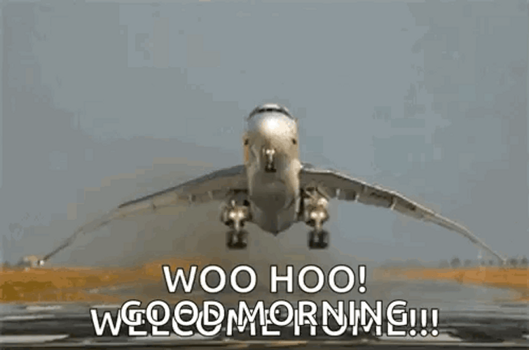 Woohoo Meme Good Morning Welcome Home Airplane GIF