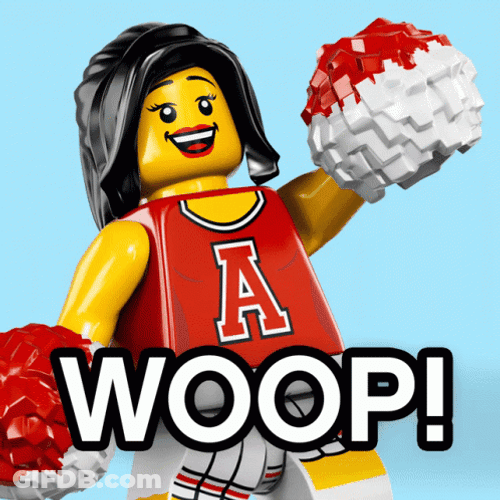 Woop Lego Cheerleader GIF