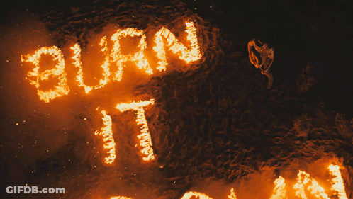Word Burn Written In Flames On Ground GIF