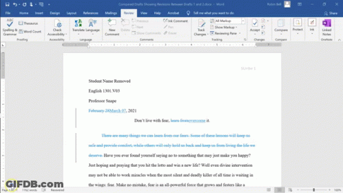 Word Document Compared Drafts Revisions 1-2 GIF