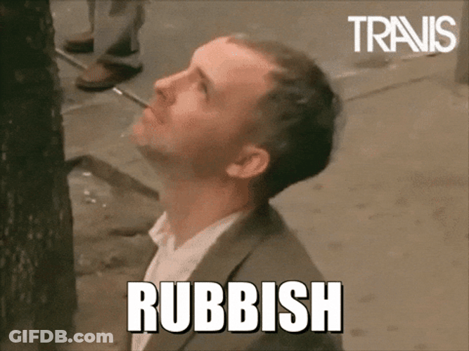 Word Salad Travis Looking Up Rubbish Talk GIF