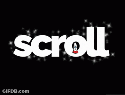 Word Scroll With Rocket On Black Background GIF
