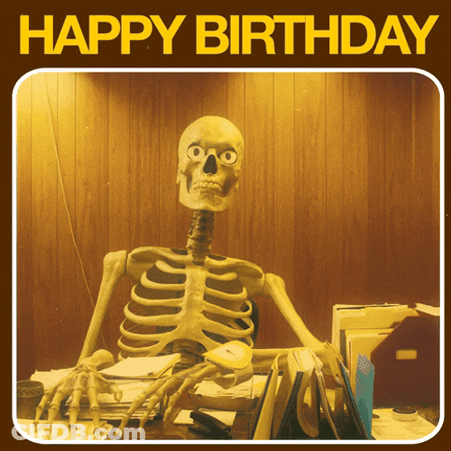Wordle Birthday Sitting Skeleton GIF