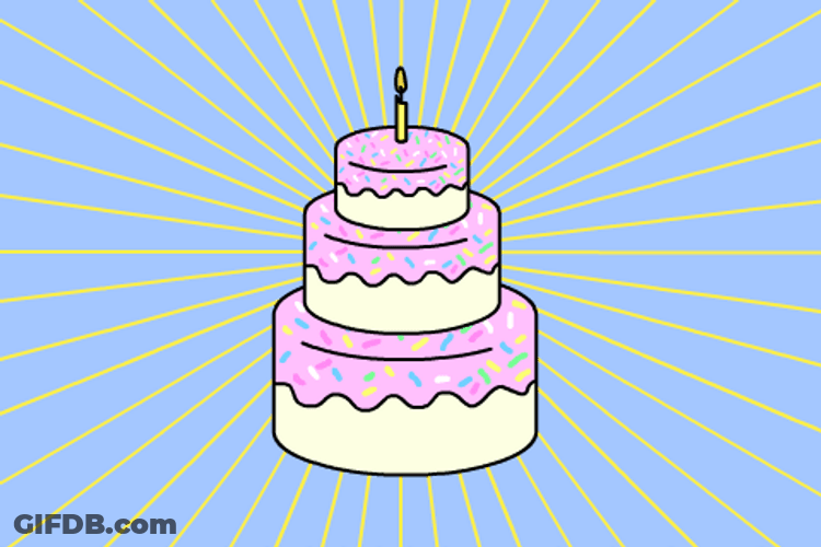 Wordle Birthday Three Tier Cake GIF