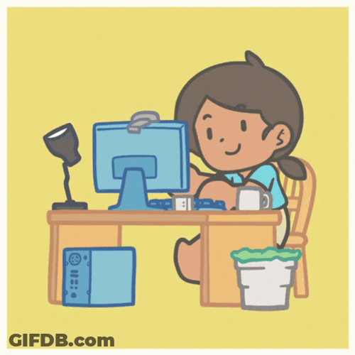 Work From Home Cartoon Girl GIF