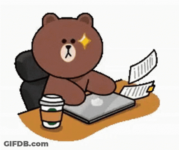 Working Animated Bear Busy Life GIF