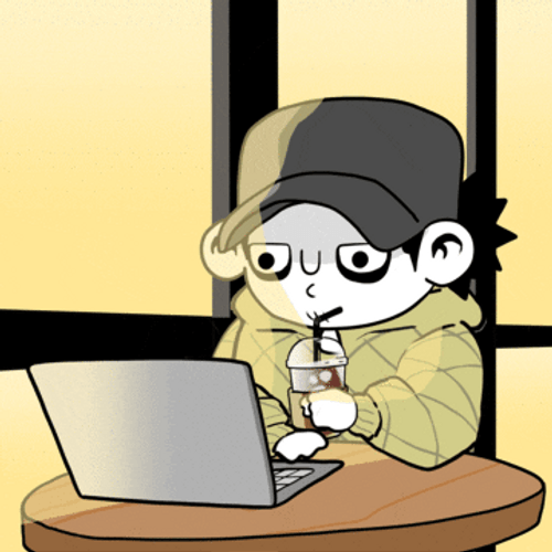 Working At Cafe Animation GIF
