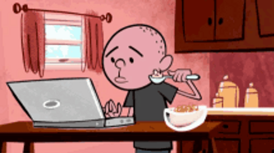 Working From Home Typing Eating Ricky Gervais GIF