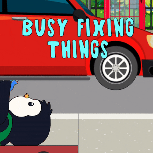 Working Hard Busy Fixing Car Pudgy Penguin GIF
