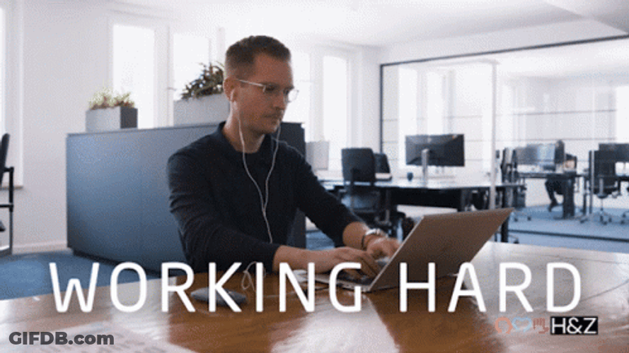 Working Hard Exaggerated Typing GIF