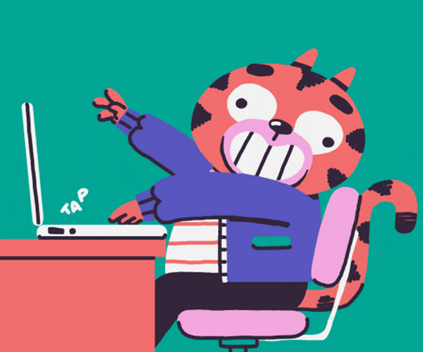 Working Hard Home Office Spotted Cat GIF