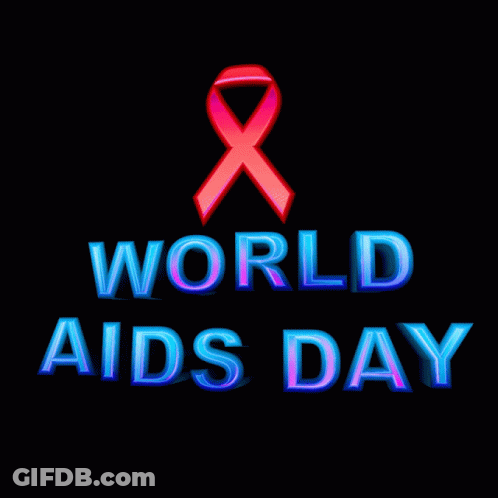 World AIDS Day Sign With Red Ribbon GIF