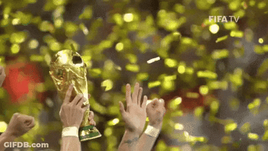 World Cup Trophy With Gold Confetti GIF