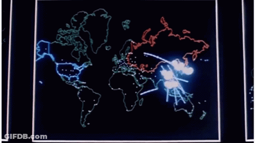 World Map On Computer Screen With Lines GIF