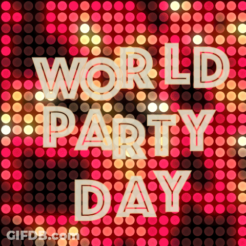 World Party Day Poster Red Background GIF