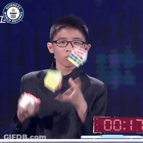 World Record Juggling Rubilk's Cube GIF