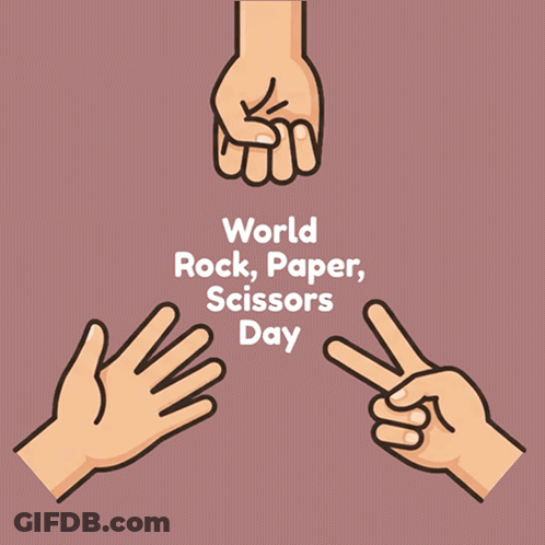 World Rock Paper Scissors Day Poster With Peace Signs GIF