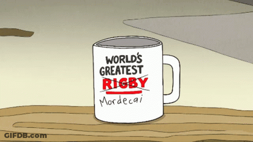 World's Greatest Rigby Mordecai Coffee Mug GIF