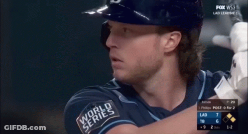 World Series Jersey Baseball Player Swinging At Pitch GIF