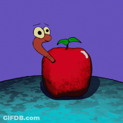 Worm In Apple GIF