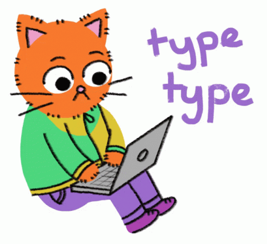 Worried Orange Cat Typing GIF
