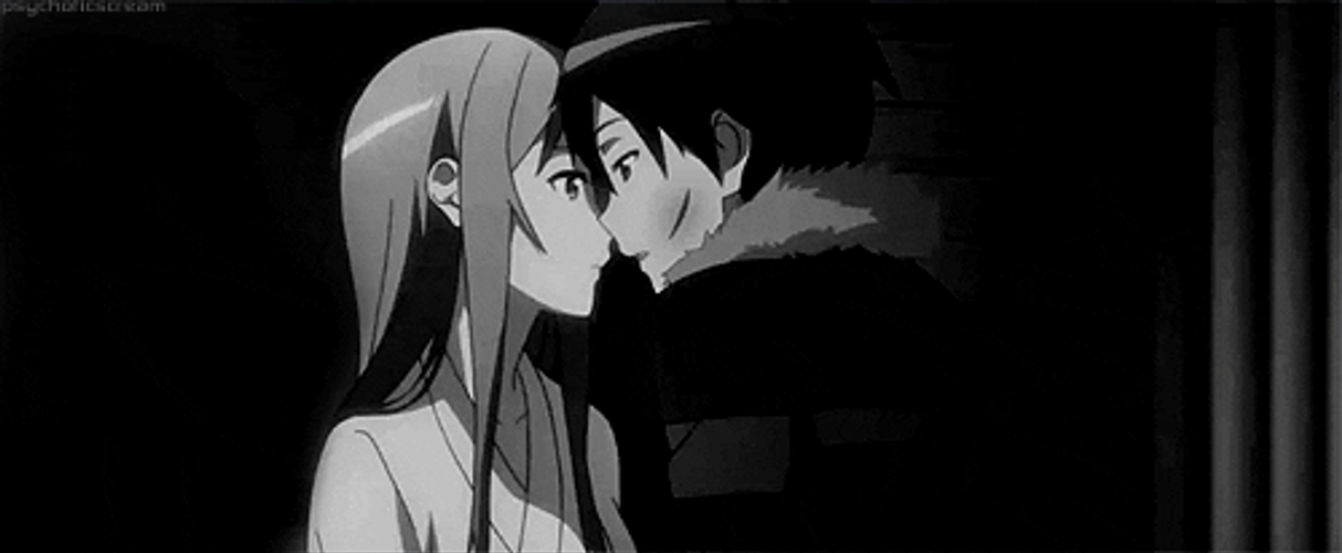 Wounded Kirito Kissing Asuna GIF