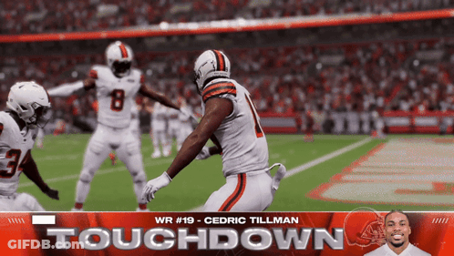 Wr # 19 Cedric Tillman Is Playing For The Browns In A Touchdown GIF