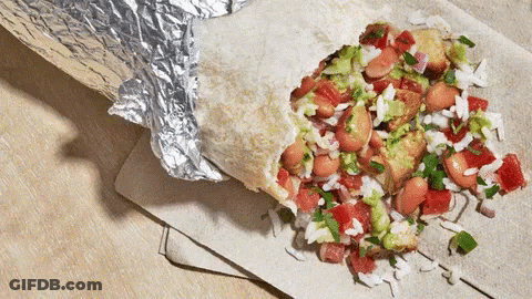 Wrapped Burrito With Rice Tomatoes Guacamole GIF